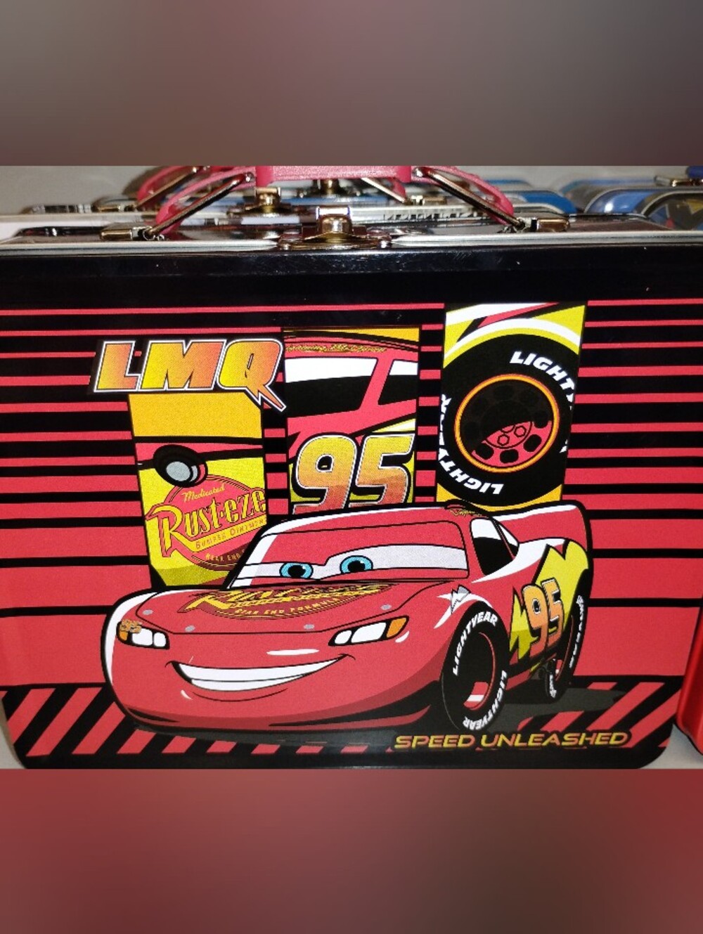 Red Lightning Bug Race Car Metal Lunchbox